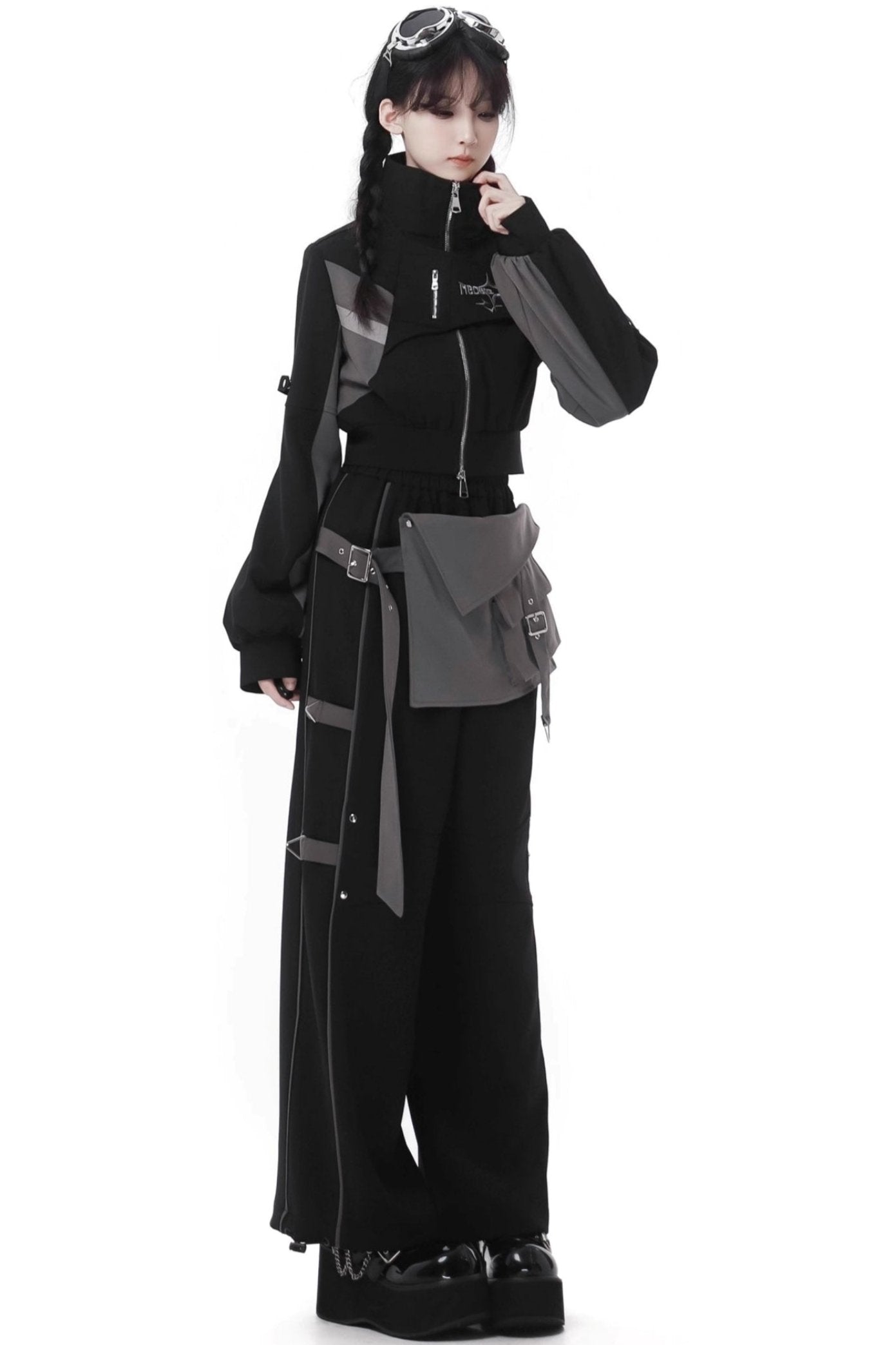 Black Cargo Anti-wrinkle Jacket Set