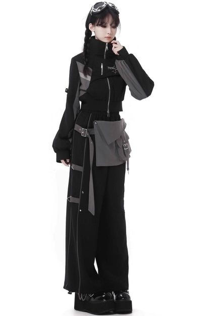 Black Cargo Anti-wrinkle Jacket Set