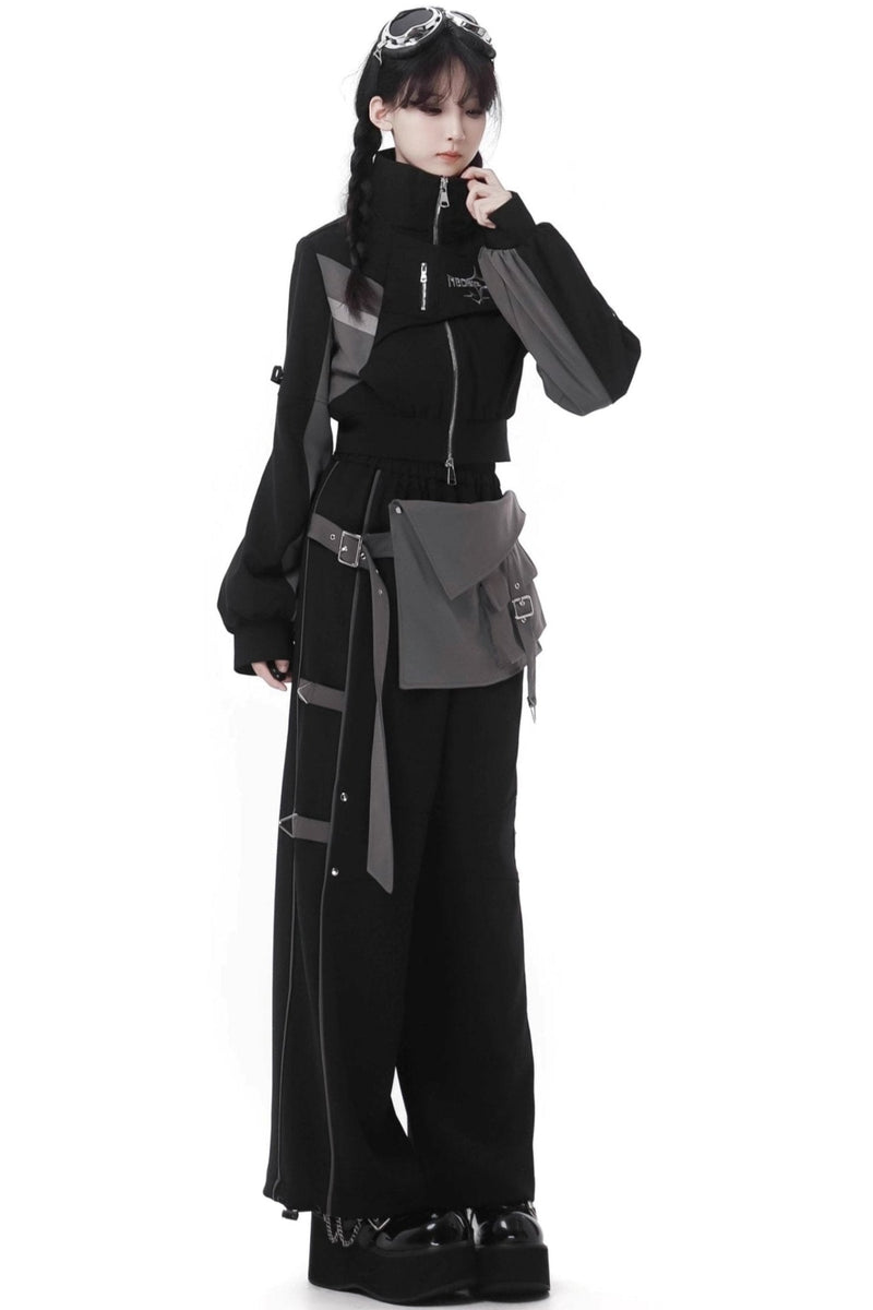 Black Cargo Anti-wrinkle Jacket Set