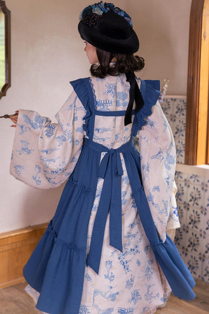 [pre-order] Blue and White Stand Up Collar Chinese-style Set