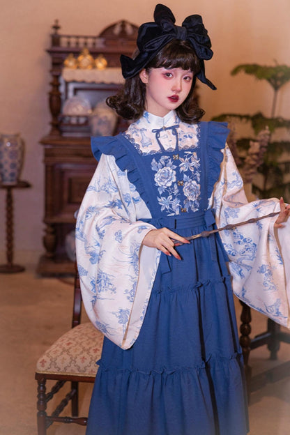 [pre-order] Blue and White Stand Up Collar Chinese-style Set