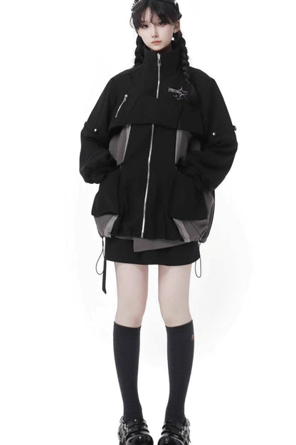 Black Cargo Anti-wrinkle Jacket Set