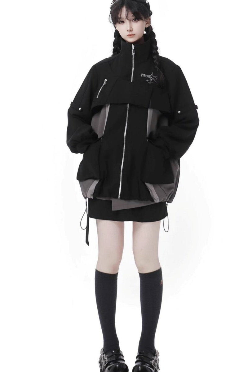 Black Cargo Anti-wrinkle Jacket Set