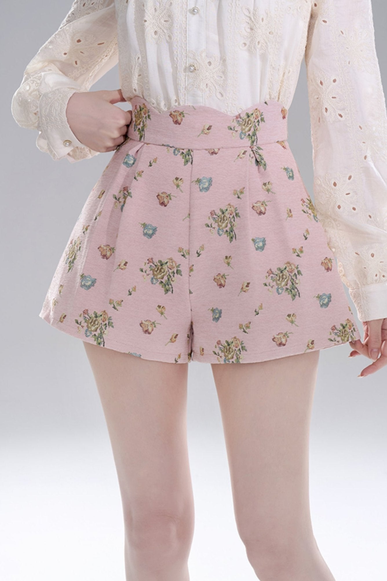 Apricot Ruffle Long Sleeve Shirt Set