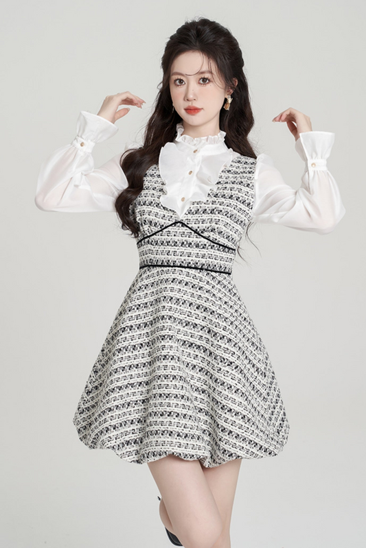 Houndstooth High-end Bud Skirt Dress Set