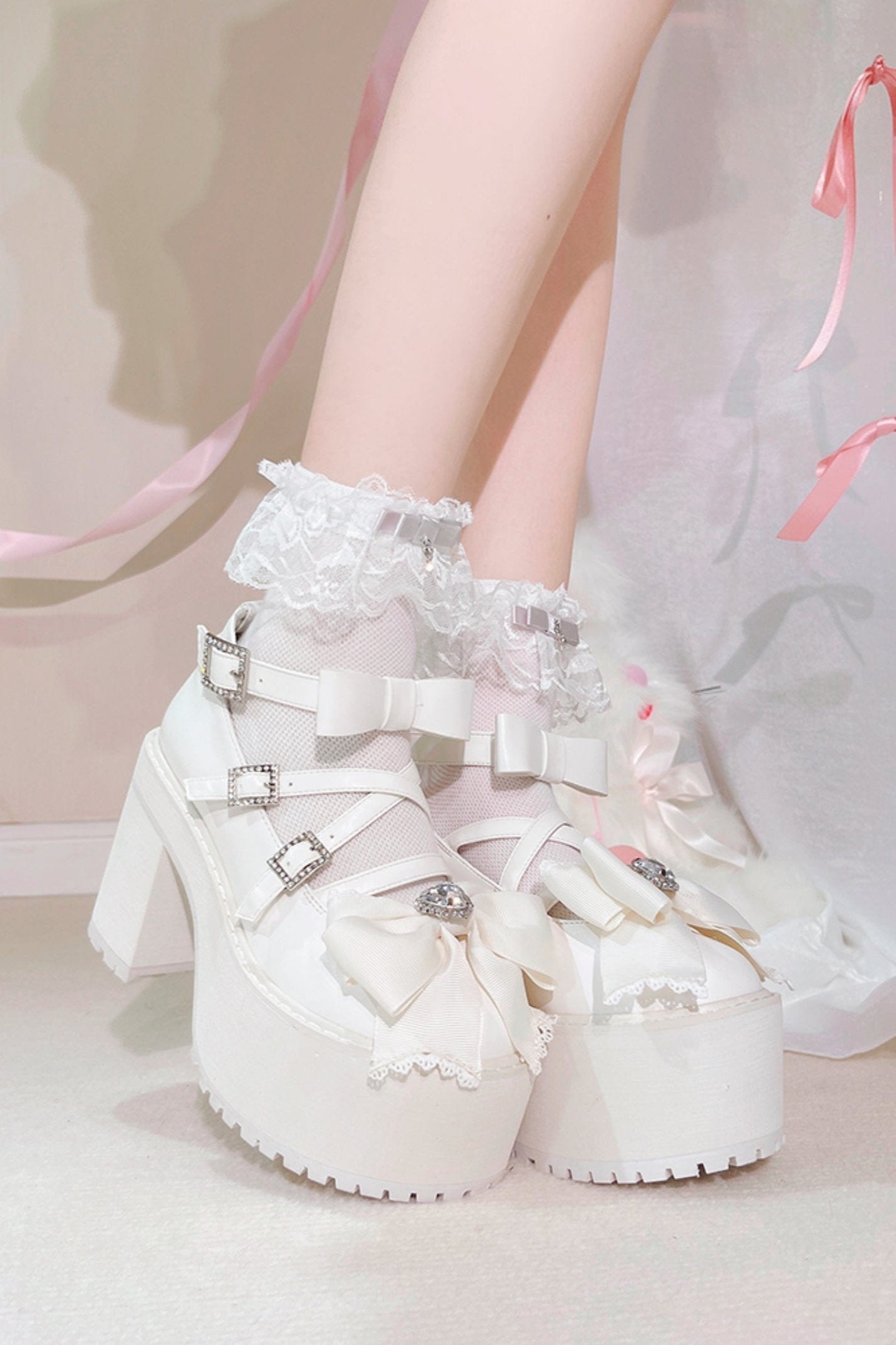 Japanese Block Heel Platform Shoes