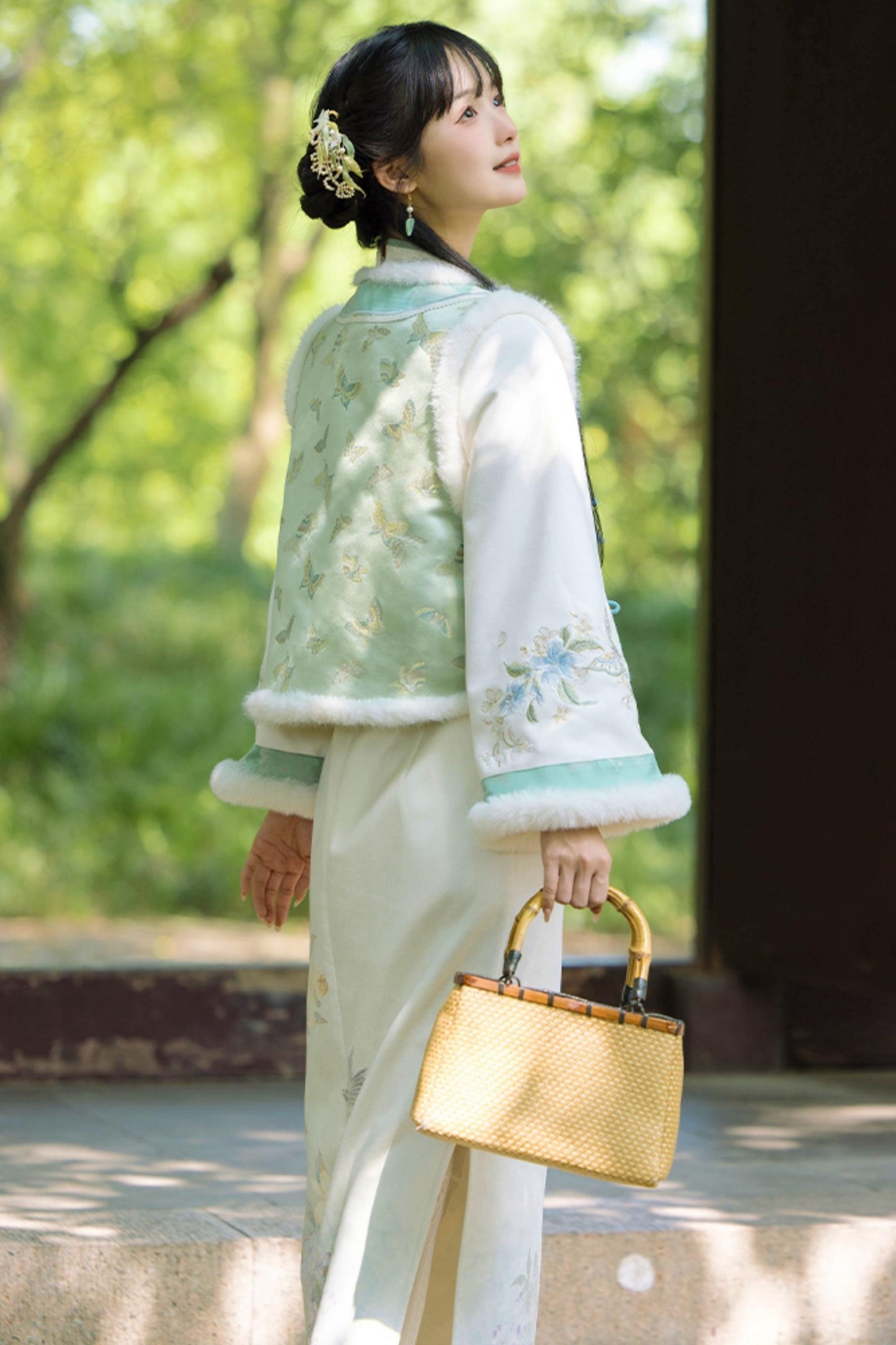 Orchid Butterfly Jacquard Chinese-style Dress Set