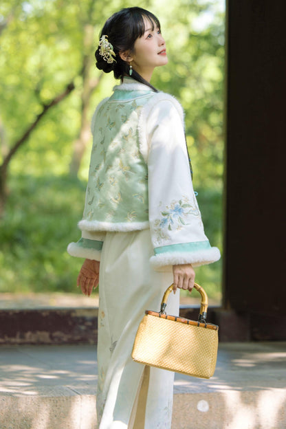 Orchid Butterfly Jacquard Chinese-style Dress Set