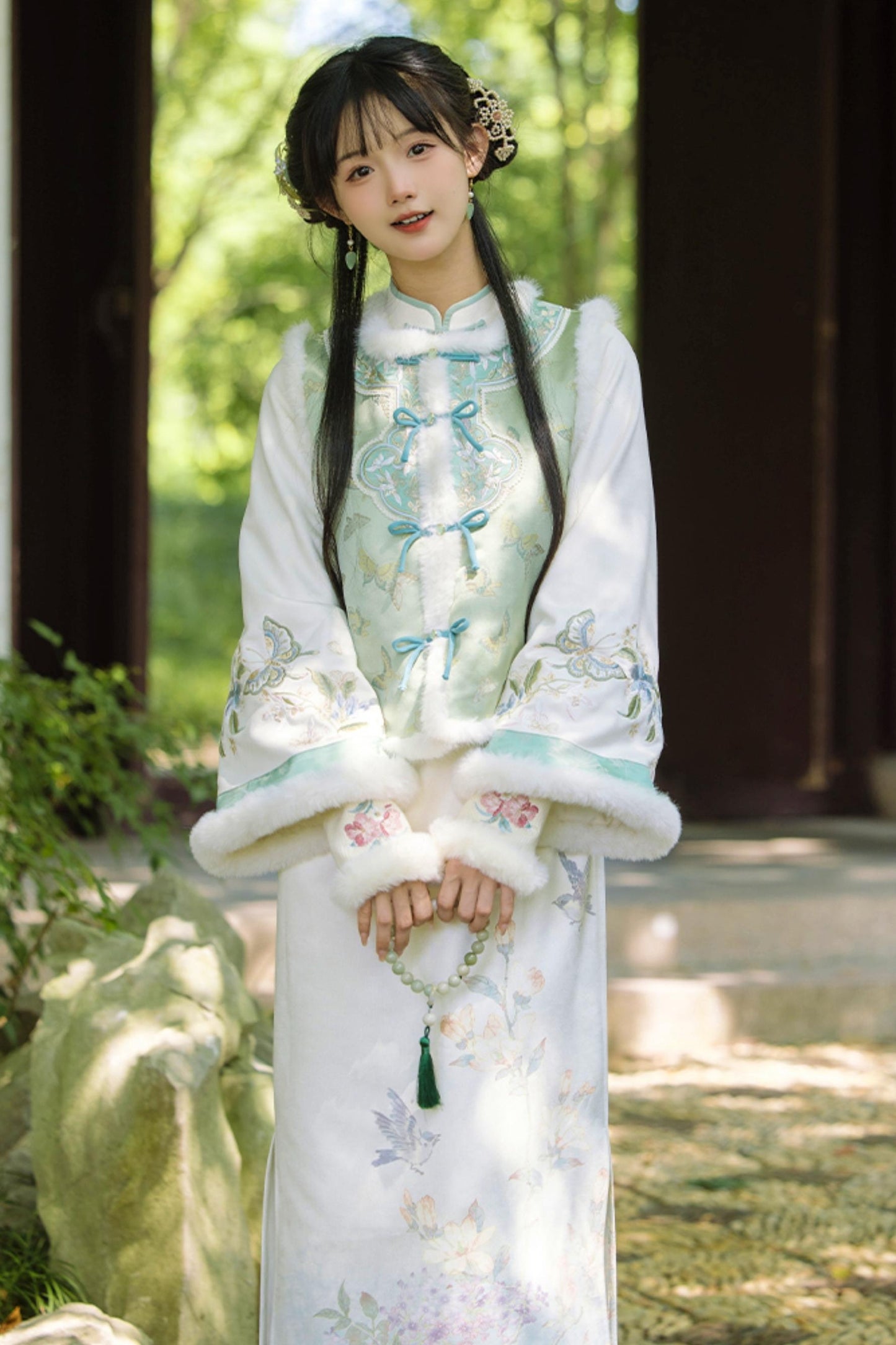 Orchid Butterfly Jacquard Chinese-style Dress Set