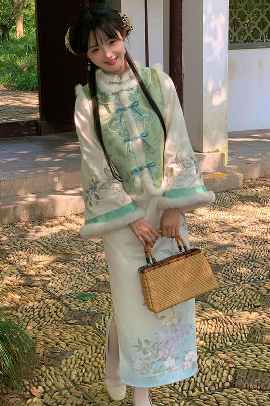 Orchid Butterfly Jacquard Chinese-style Dress Set