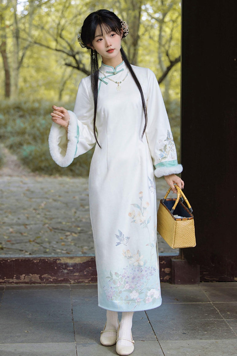 Orchid Butterfly Jacquard Chinese-style Dress Set