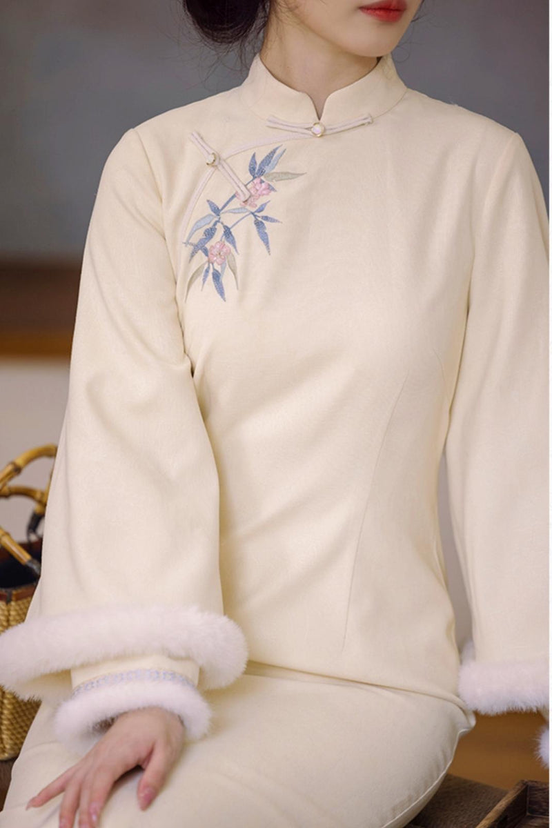 Two Tone Wide Sleeve Chinese-style Dress