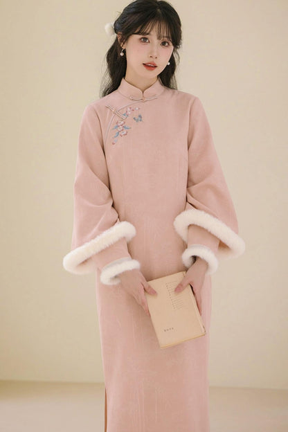 Two Tone Wide Sleeve Chinese-style Dress