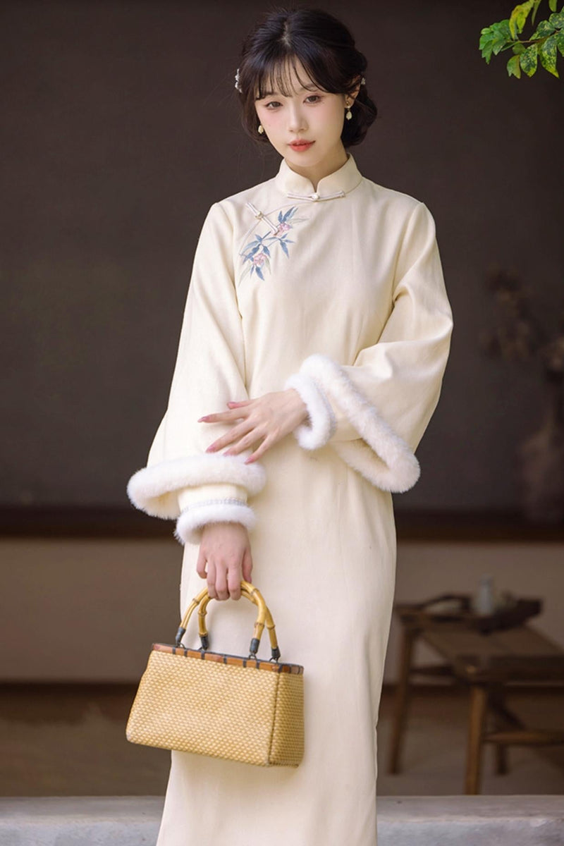 Two Tone Wide Sleeve Chinese-style Dress