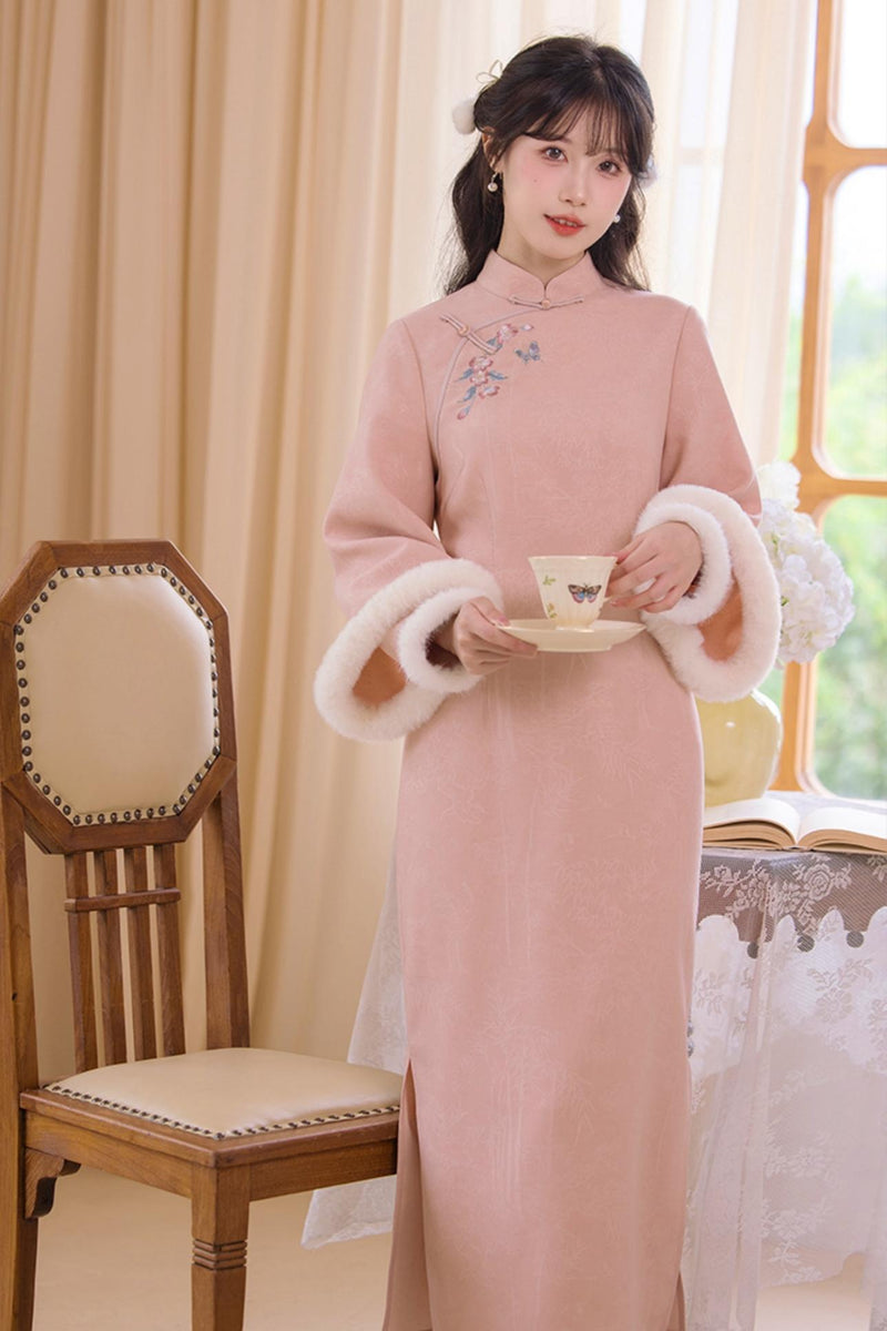 Two Tone Wide Sleeve Chinese-style Dress