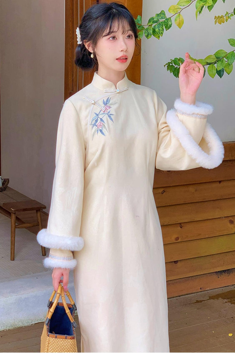 Two Tone Wide Sleeve Chinese-style Dress