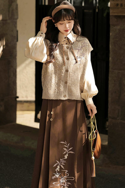 College Style Hanfu Skirt Set