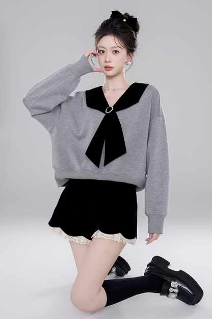 Niche Design Gray Pullover Top Set