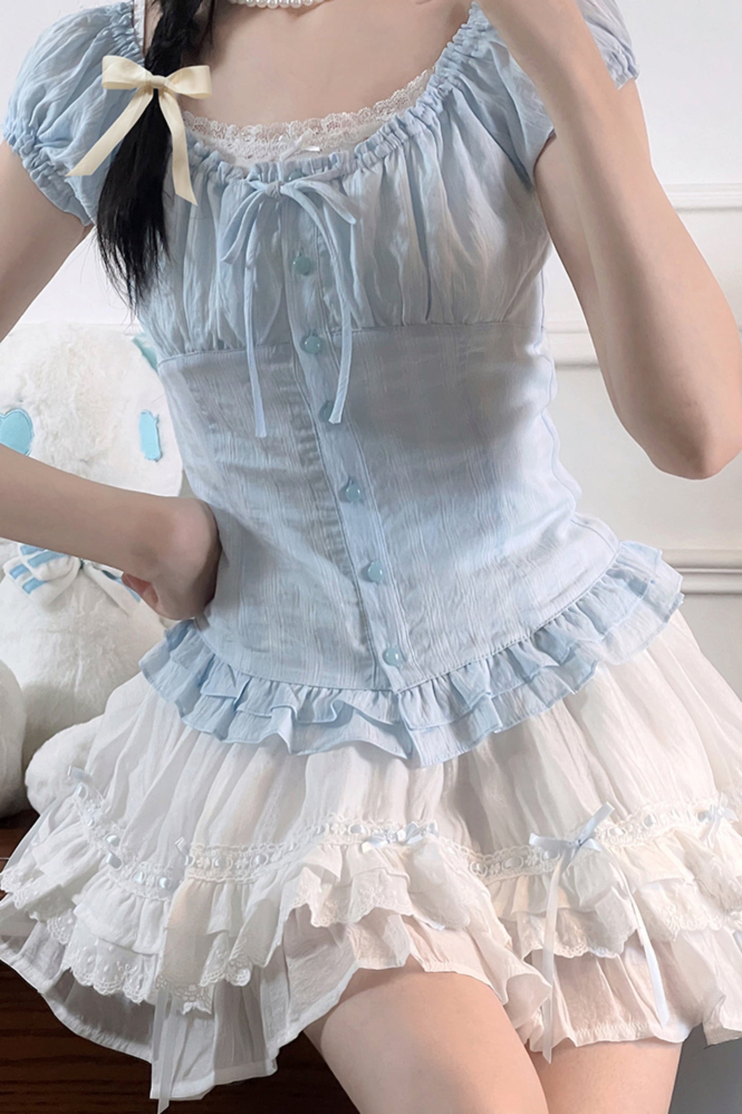 One-shoulder Doll Skirt Set