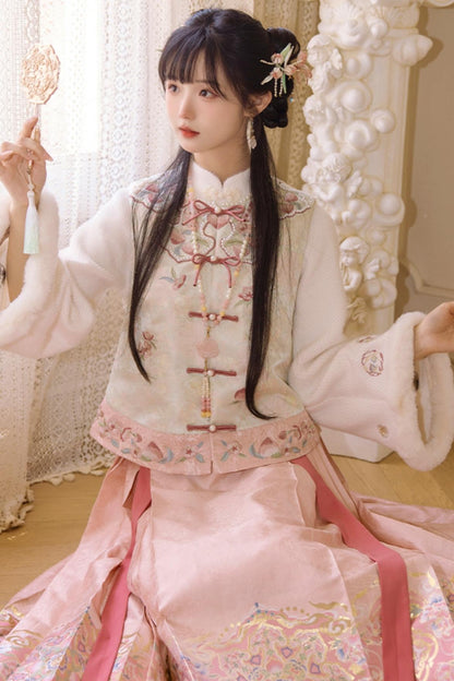 [pre-order] Stand Collar Vest and Lace Skirt Set