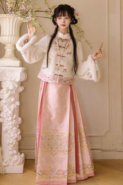 [pre-order] Stand Collar Vest and Lace Skirt Set