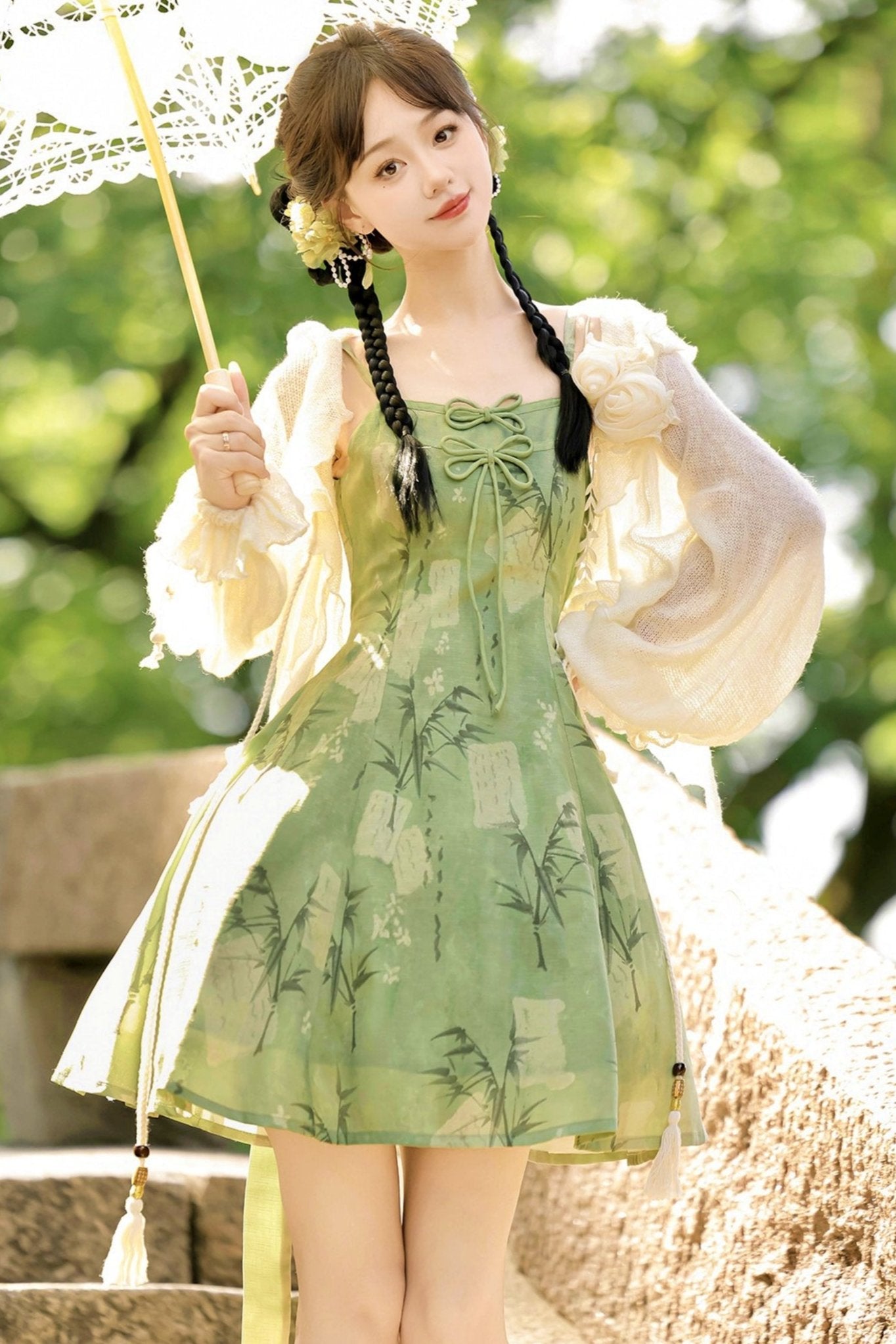 Daily Hanfu Sweet Cardigan + Slip Dress