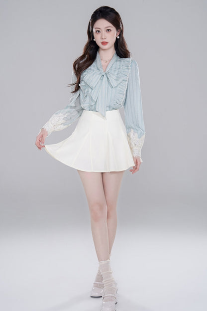 Blue Stripe Neck Lace Set