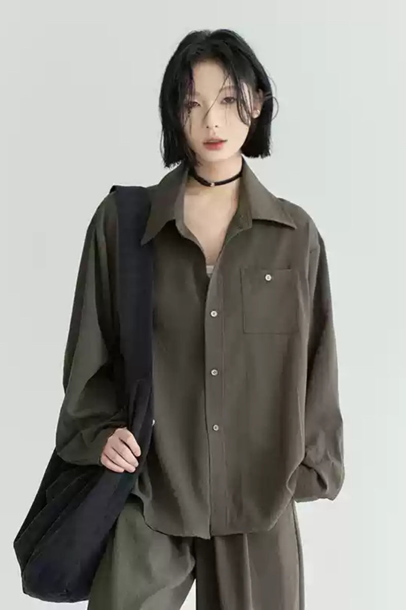 Cotton Linen Long Sleeve Shirt Trousers Set