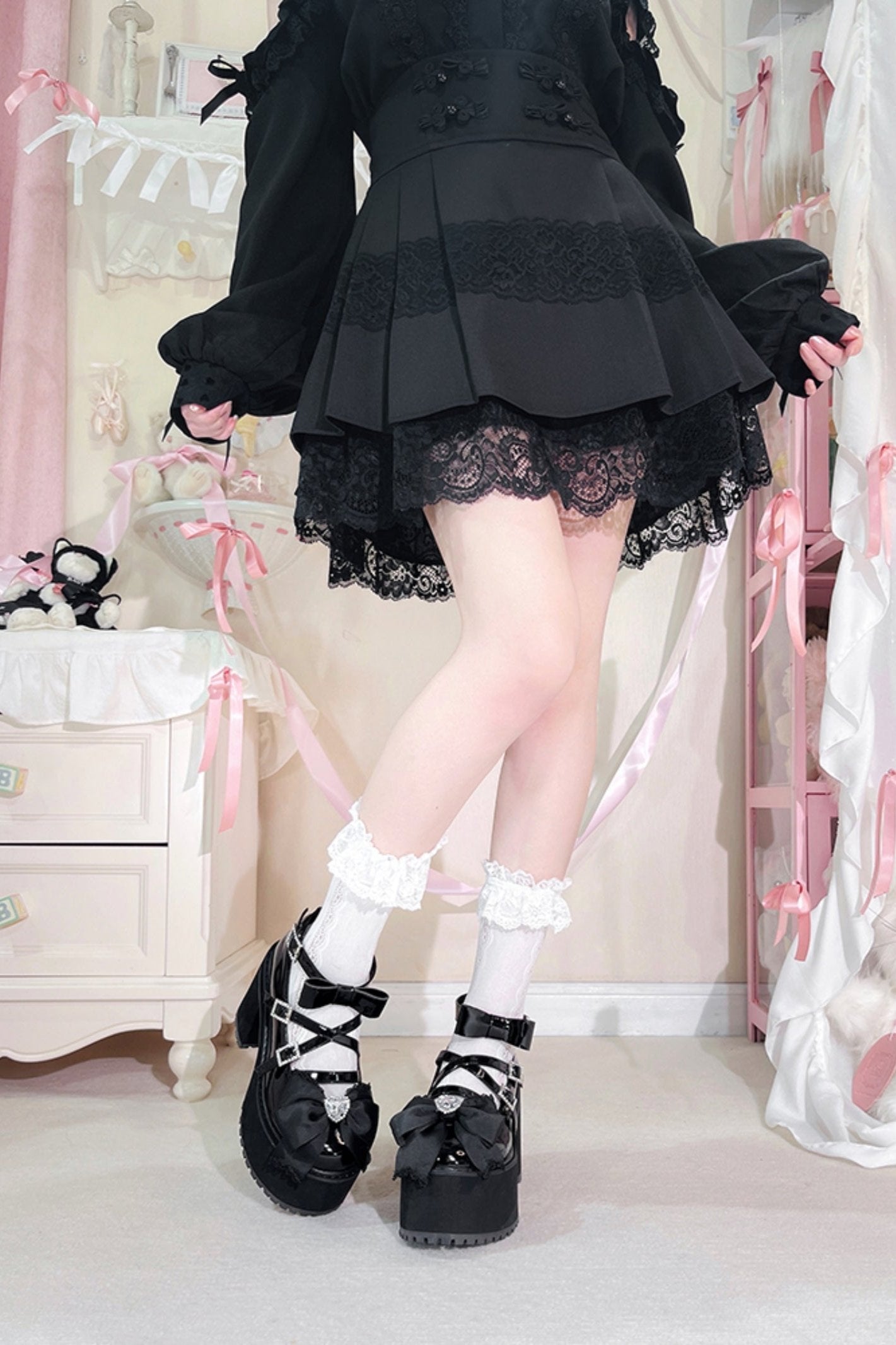 Japanese Block Heel Platform Shoes