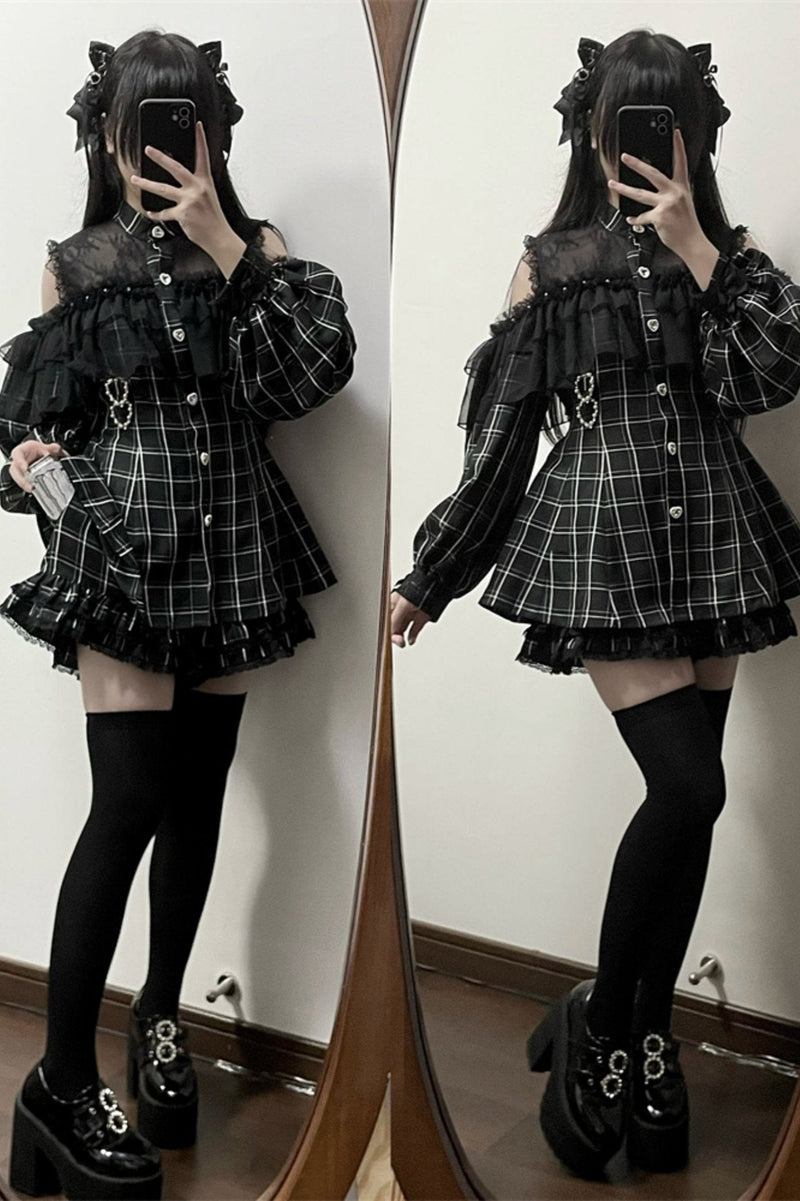 [pre-order] Japanese Yarn Off Shoulder Cape Suit