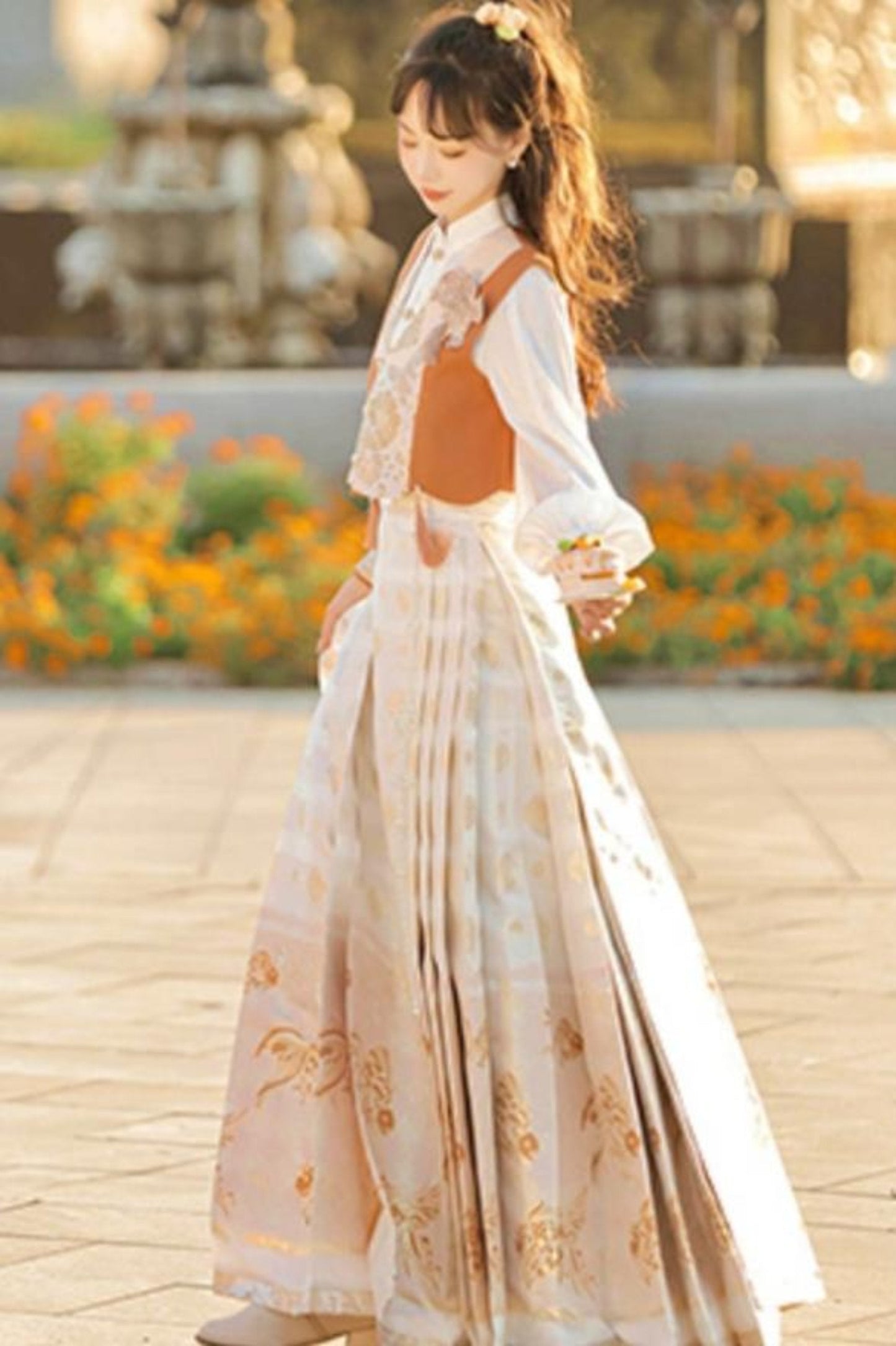 Goldfish Retro Chinese-style Girly Vest + Top + Skirt