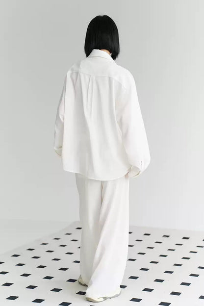 Cotton Linen Long Sleeve Shirt Trousers Set