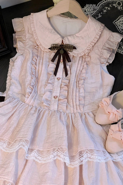 Flutter Sleeve Pink Lace Princess Dress