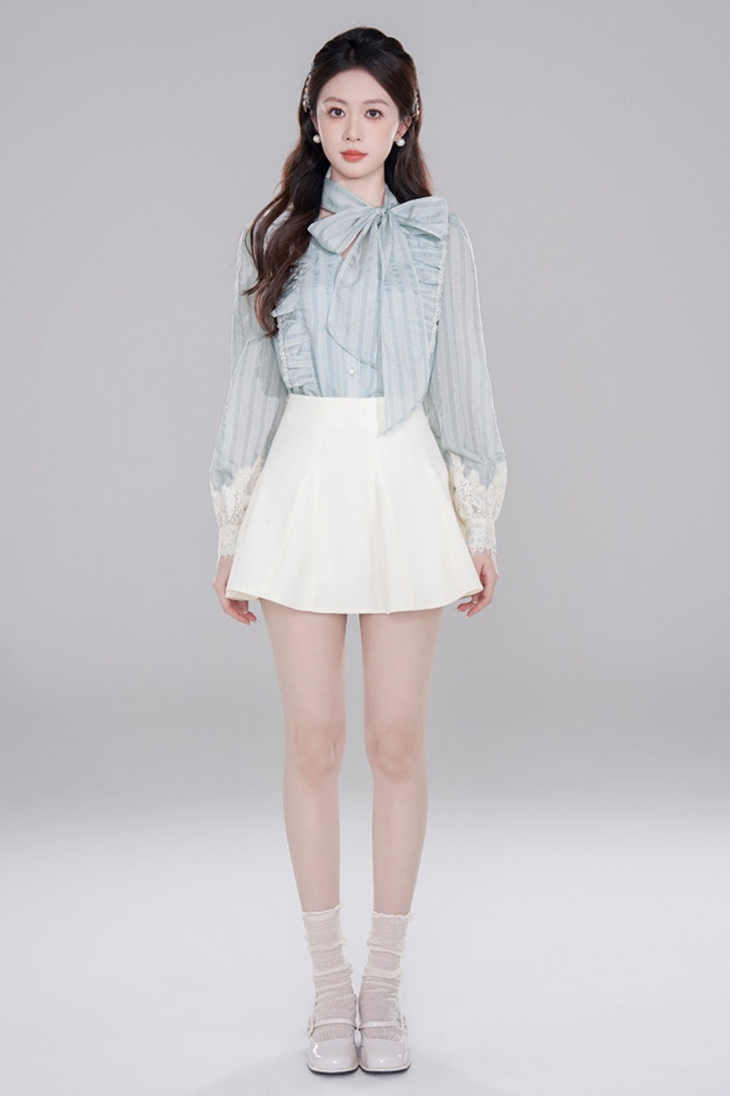 Blue Stripe Neck Lace Set