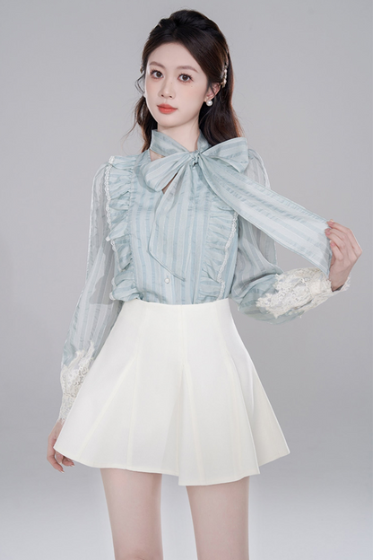 Blue Stripe Neck Lace Set
