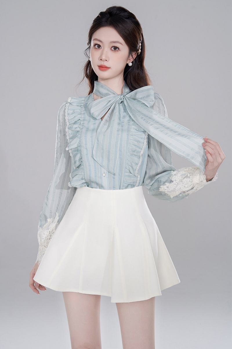 Blue Stripe Neck Lace Set