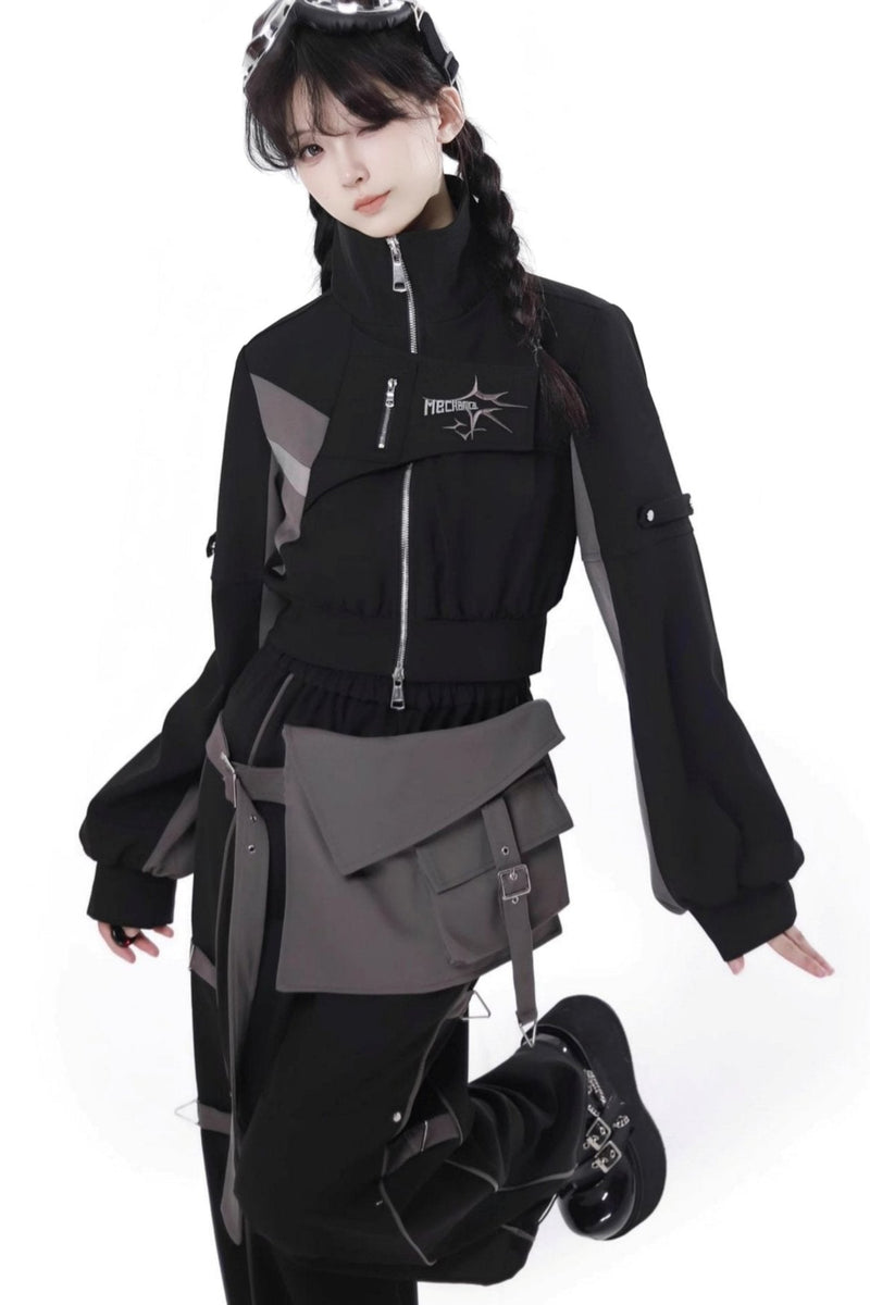 Black Cargo Anti-wrinkle Jacket Set