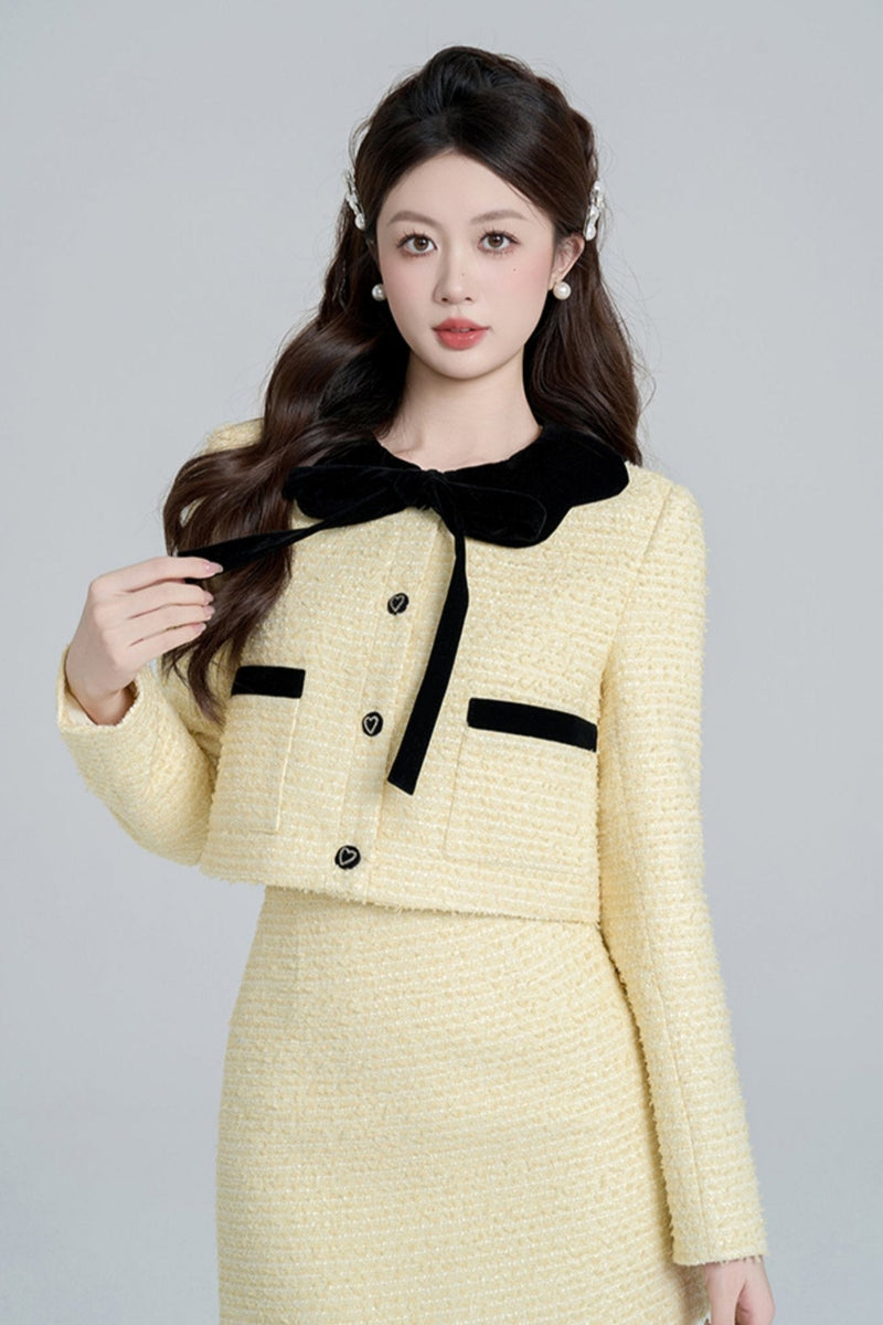 Yellow Two-piece Short Coat Set