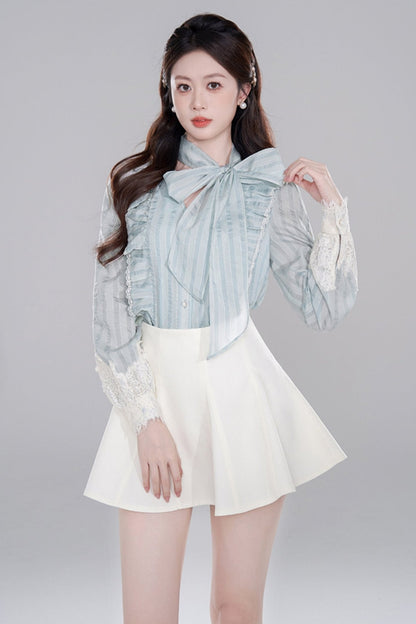 Blue Stripe Neck Lace Set