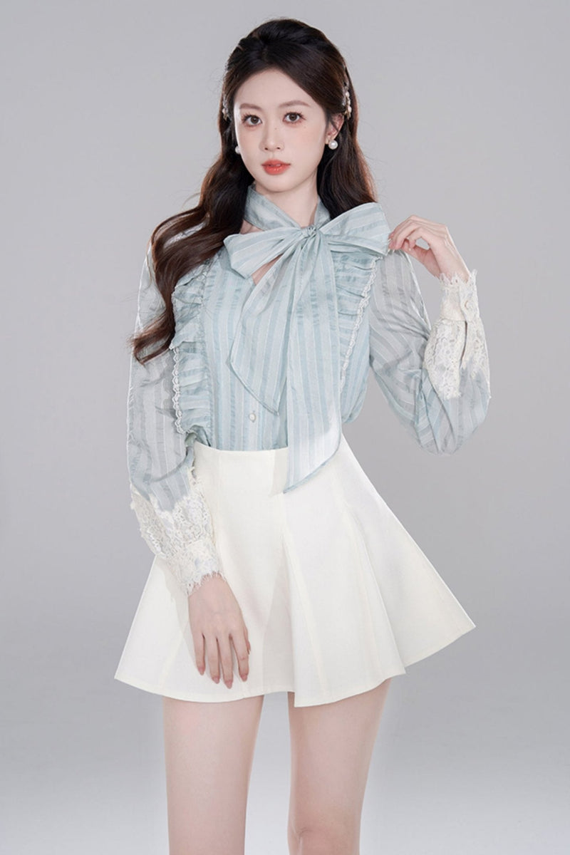 Blue Stripe Neck Lace Set