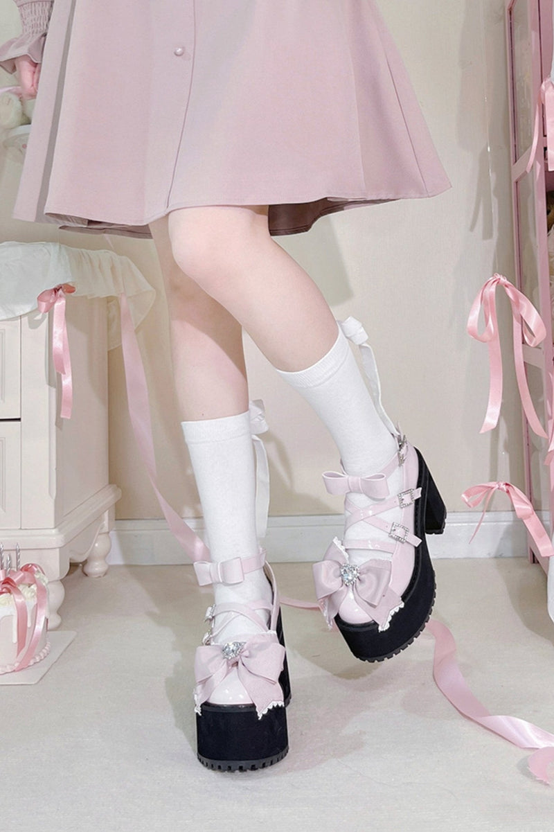 Japanese Block Heel Platform Shoes