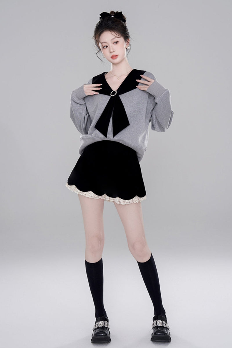Niche Design Gray Pullover Top Set