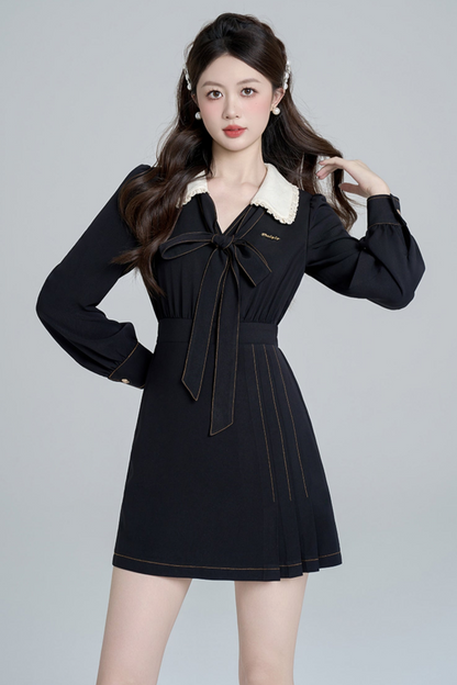 Temperament Black Doll Collar Dress