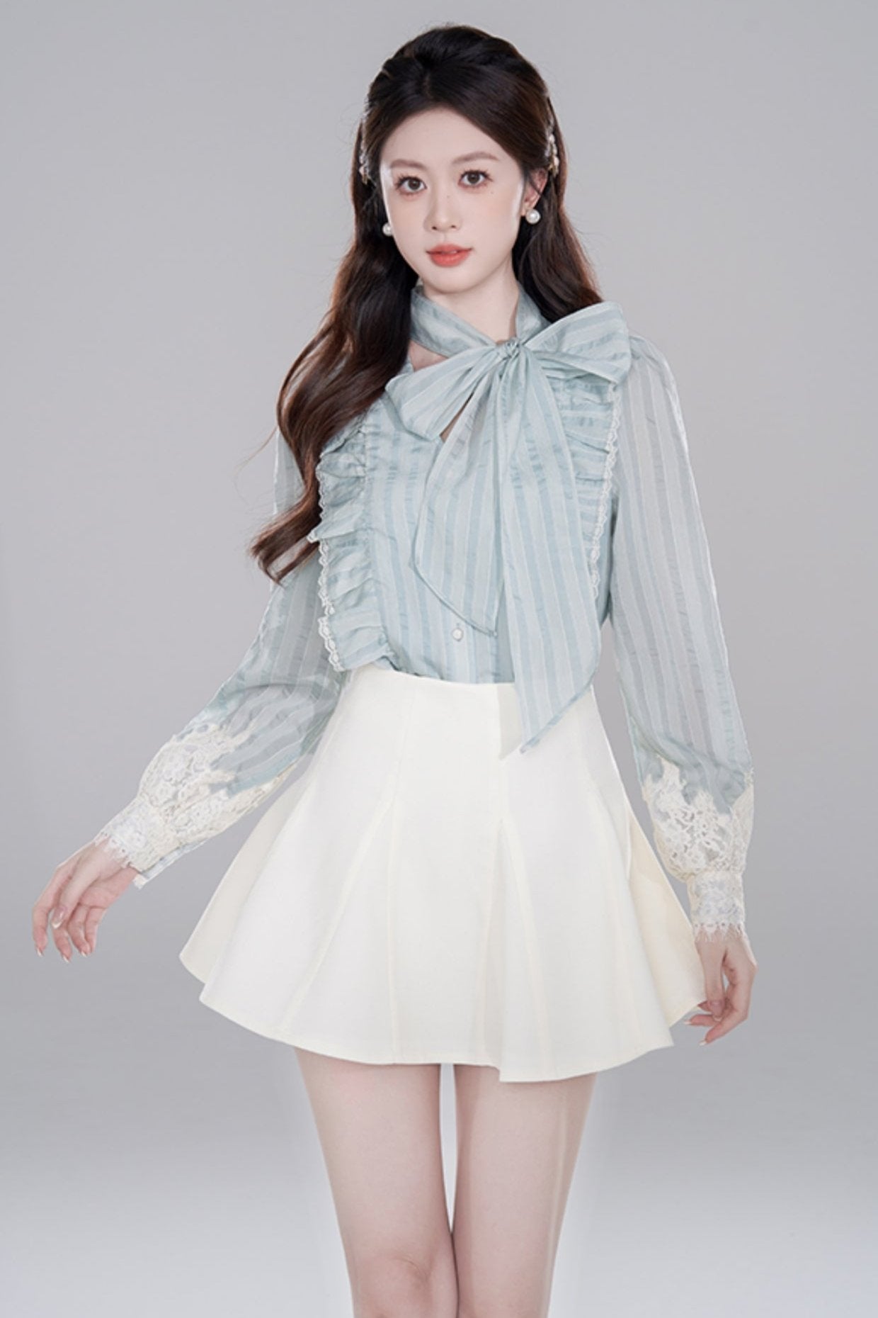 Blue Stripe Neck Lace Set