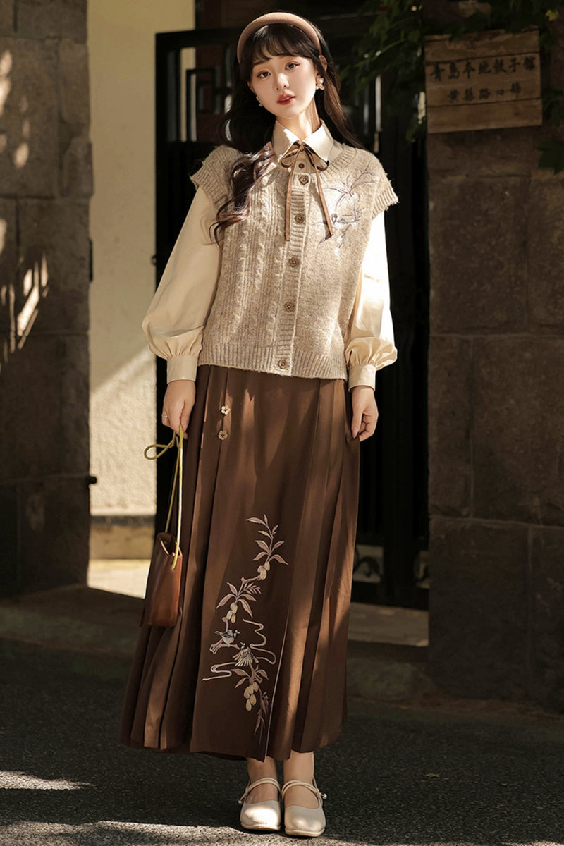 College Style Hanfu Skirt Set