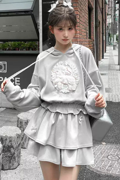 Grey Ballet Sport Hooded Jacket Set