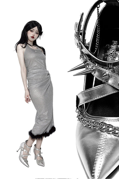 Punk Style Pointed Metal Heels