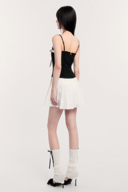 Bow Contrast Two-piece Short Set