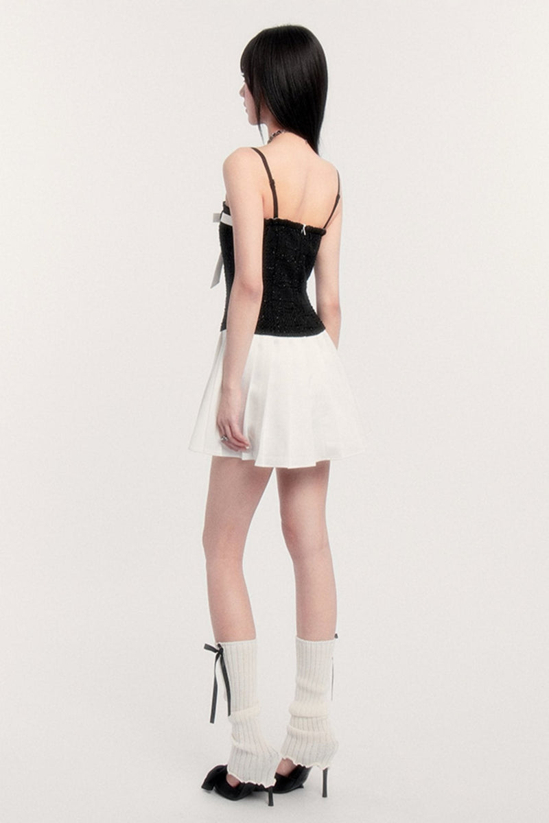 Bow Contrast Two-piece Short Set