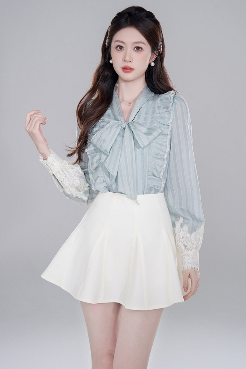 Blue Stripe Neck Lace Set